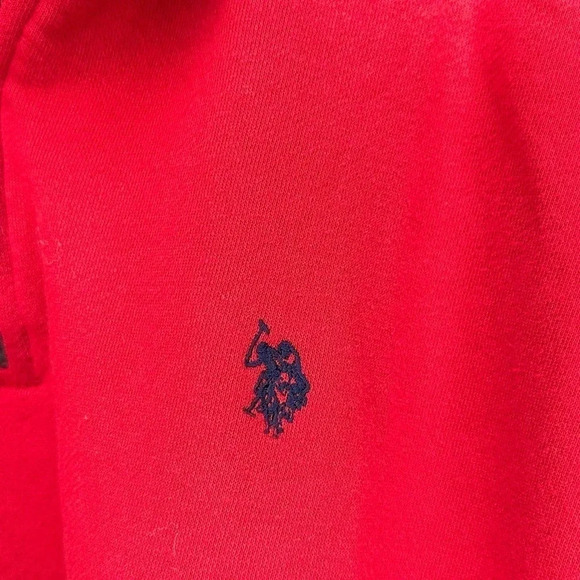 U.S. Polo Assn. Men's‎ L red 1/4 zip pull over sweatshirt with pockets Preppy - Picture 5 of 6